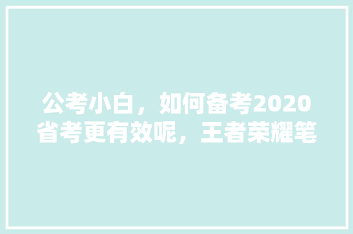 公考小白，如何备考2020省考更有效呢，王者荣耀笔试题