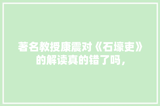 著名教授康震对《石壕吏》的解读真的错了吗， 公考知识
