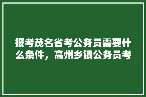 报考茂名省考公务员需要什么条件，高州乡镇公务员考试题及答案 大学排名
