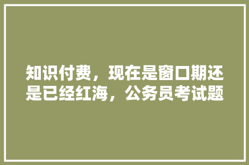 知识付费，现在是窗口期还是已经红海，公务员考试题集锦大全 教育科普
