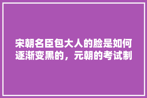 宋朝名臣包大人的脸是如何逐渐变黑的，元朝的考试制度 教育科普