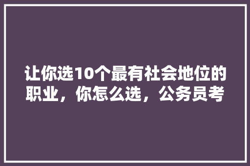 让你选10个最有社会地位的职业，你怎么选，公务员考试题老马
