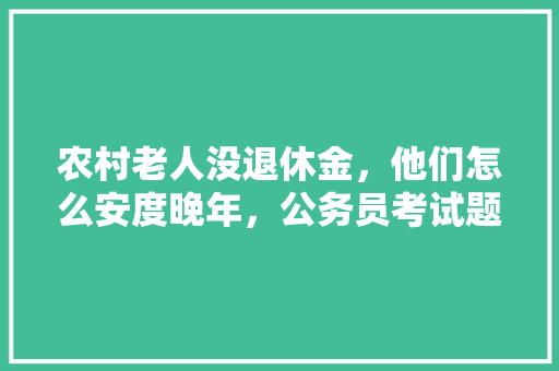 农村老人没退休金，他们怎么安度晚年，公务员考试题图解及答案 建筑考试