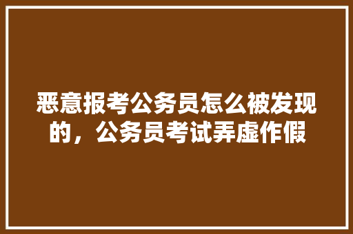 恶意报考公务员怎么被发现的，公务员考试弄虚作假 建筑考试