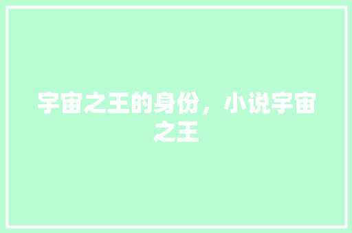 宇宙之王的身份，小说宇宙之王 公考知识