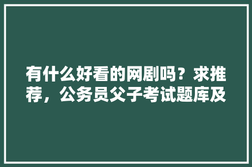 有什么好看的网剧吗？求推荐，公务员父子考试题库及答案 大学排名