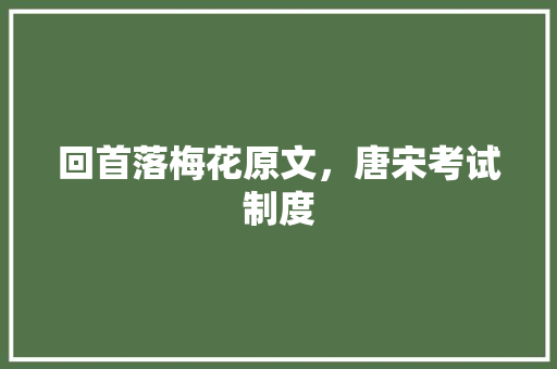 回首落梅花原文，唐宋考试制度 公考知识