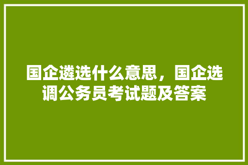 国企遴选什么意思，国企选调公务员考试题及答案