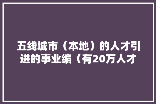 五线城市（本地）的人才引进的事业编（有20万人才补贴）、本地公务员、省会城市的大学图书馆岗位选哪个，地市级公务员考试题型 教育科普