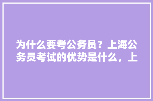 为什么要考公务员？上海公务员考试的优势是什么，上海公务员考试 题目 专业填报