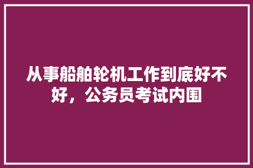 从事船舶轮机工作到底好不好，公务员考试内围