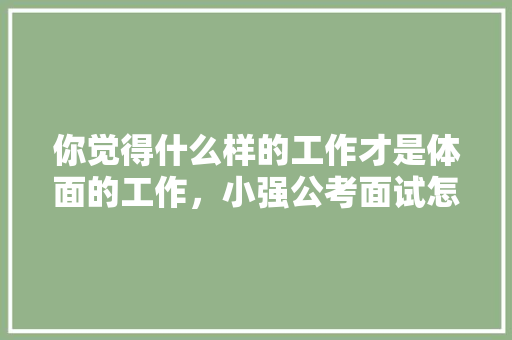 你觉得什么样的工作才是体面的工作，小强公考面试怎么样 公考知识