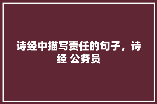 诗经中描写责任的句子，诗经 公务员 专业填报