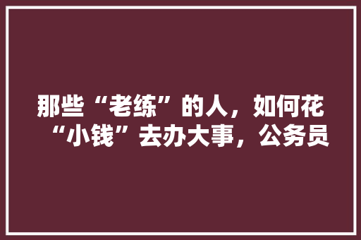 那些“老练”的人，如何花“小钱”去办大事，公务员考试卷面分 公考知识