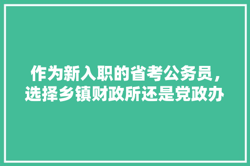 作为新入职的省考公务员，选择乡镇财政所还是党政办？两个岗位各自的发展前景如何，政府单位公务员考试题库 建筑考试