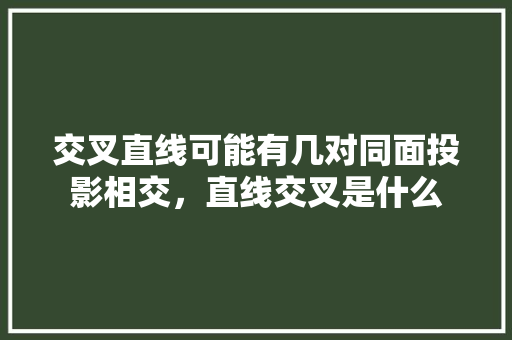 交叉直线可能有几对同面投影相交，直线交叉是什么