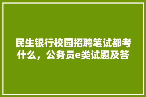 民生银行校园招聘笔试都考什么，公务员e类试题及答案