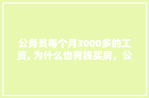 公务员每个月3000多的工资, 为什么也有钱买房，公务员做题家 公考知识