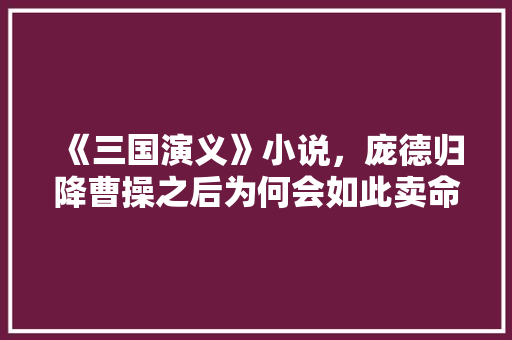 《三国演义》小说，庞德归降曹操之后为何会如此卖命呢，官渡公务员考试题及答案 教育科普