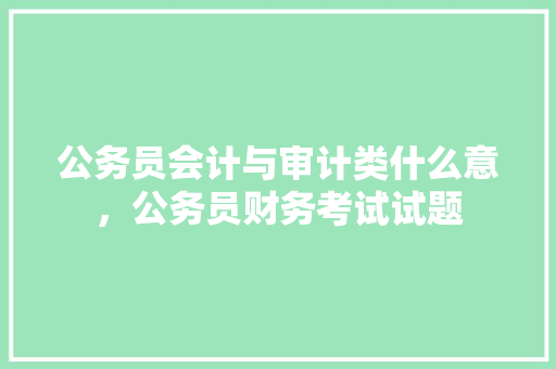 公务员会计与审计类什么意，公务员财务考试试题 建筑考试