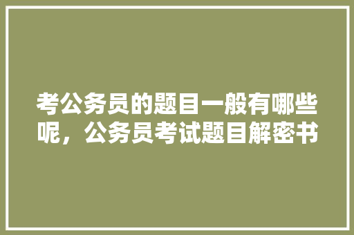 考公务员的题目一般有哪些呢，公务员考试题目解密书 公考知识