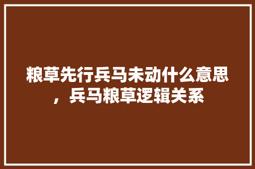 粮草先行兵马未动什么意思，兵马粮草逻辑关系