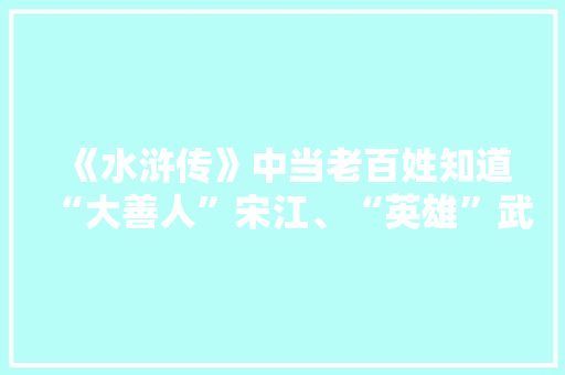 《水浒传》中当老百姓知道“大善人”宋江、“英雄”武松等好人“堕落”后，是什么反应，武松 公务员 公考知识
