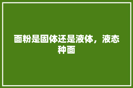 面粉是固体还是液体，液态种面 大学排名