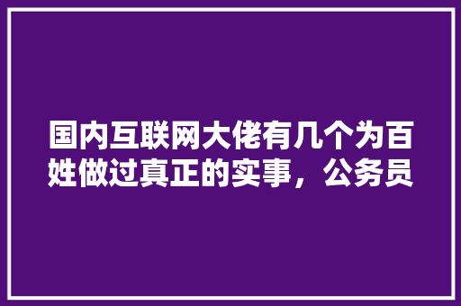 国内互联网大佬有几个为百姓做过真正的实事，公务员笔试2021 公考知识