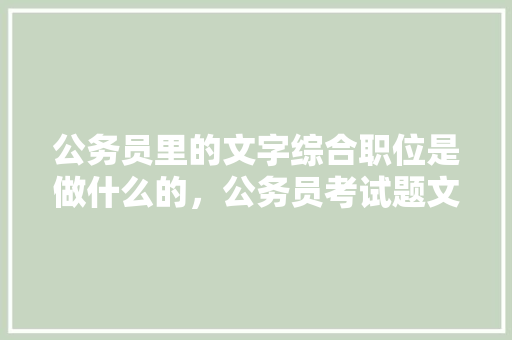 公务员里的文字综合职位是做什么的，公务员考试题文字综合解析 公考知识