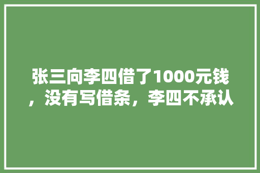 张三向李四借了1000元钱，没有写借条，李四不承认了，上了法庭判证据不足，怎么办，公务员考试135题 建筑考试