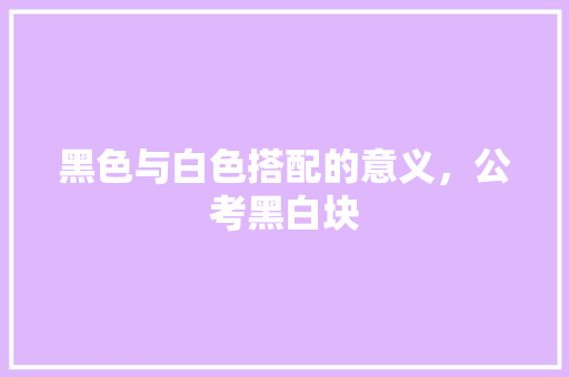 黑色与白色搭配的意义，公考黑白块 教育科普