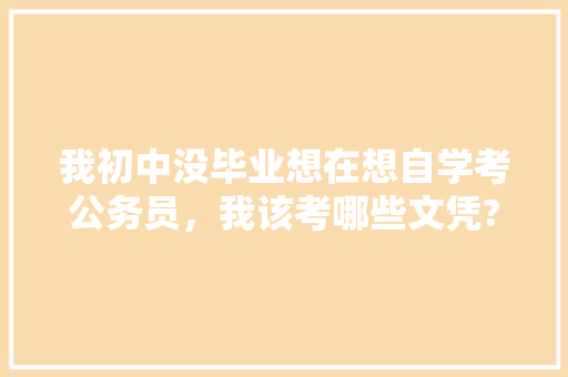 我初中没毕业想在想自学考公务员，我该考哪些文凭?该怎么学习，实在是不想再这样混下去了。跪求大家帮忙，小升初公务员考试题库及答案