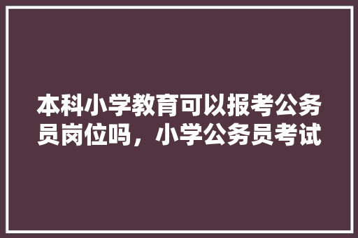 本科小学教育可以报考公务员岗位吗，小学公务员考试题库及答案 公考知识