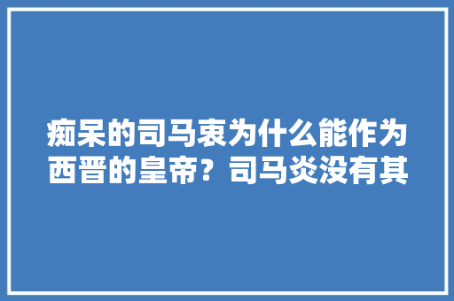 痴呆的司马衷为什么能作为西晋的皇帝？司马炎没有其他正常儿子吗，公务员忠诚教育考试题及答案 公考知识