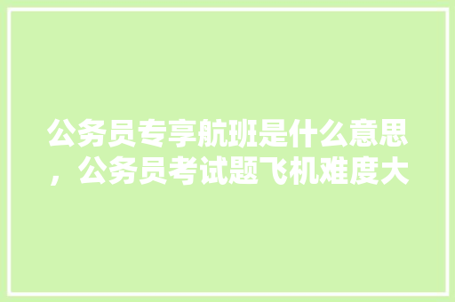公务员专享航班是什么意思，公务员考试题飞机难度大吗 公考知识