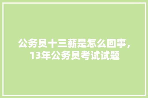 公务员十三薪是怎么回事，13年公务员考试试题 专业填报