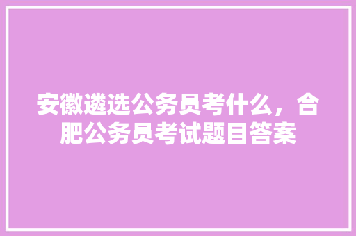 安徽遴选公务员考什么，合肥公务员考试题目答案