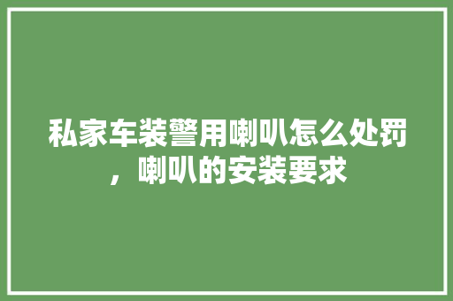 私家车装警用喇叭怎么处罚，喇叭的安装要求 公考知识