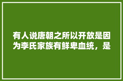 有人说唐朝之所以开放是因为李氏家族有鲜卑血统，是这样的吗，匹马:单枪公务员考试 教育科普