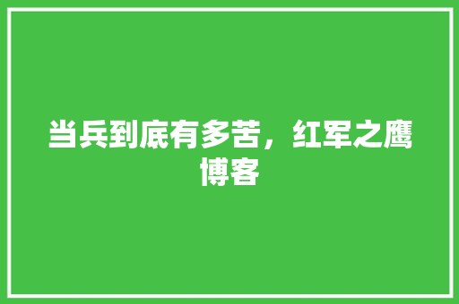 当兵到底有多苦，红军之鹰博客