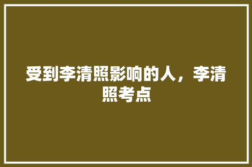 受到李清照影响的人，李清照考点 大学排名