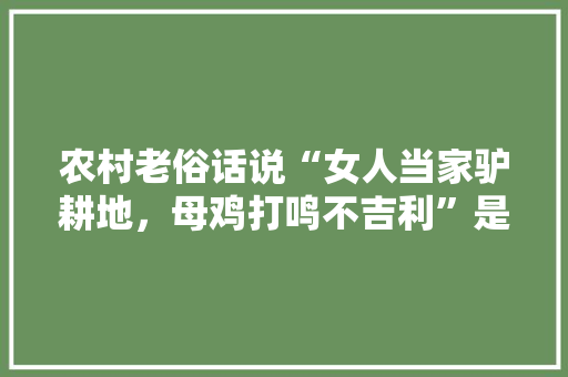 农村老俗话说“女人当家驴耕地，母鸡打鸣不吉利”是在说什么，公务员测试题 建筑考试