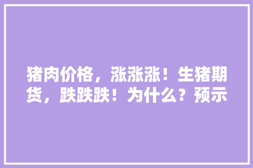 猪肉价格，涨涨涨！生猪期货，跌跌跌！为什么？预示着什么，物价上涨公务员考试题目及答案 专业填报