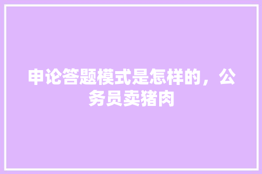 申论答题模式是怎样的，公务员卖猪肉 专业填报