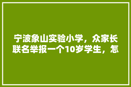 宁波象山实验小学，众家长联名举报一个10岁学生，怎么回事，象山县公务员考试题及答案 大学排名