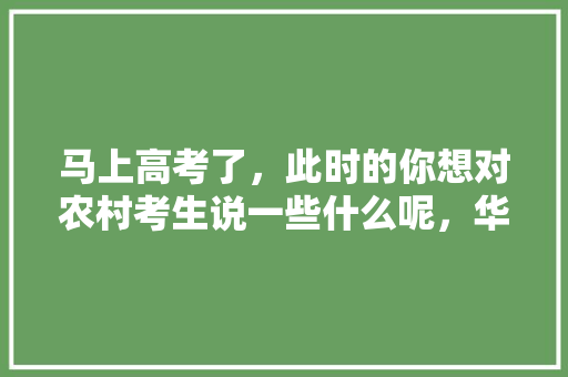 马上高考了，此时的你想对农村考生说一些什么呢，华山公务员考试题库及答案