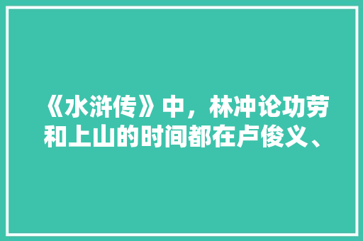 《水浒传》中，林冲论功劳和上山的时间都在卢俊义、关胜之上，为何排位在他们之下，总司令的意思 大学排名