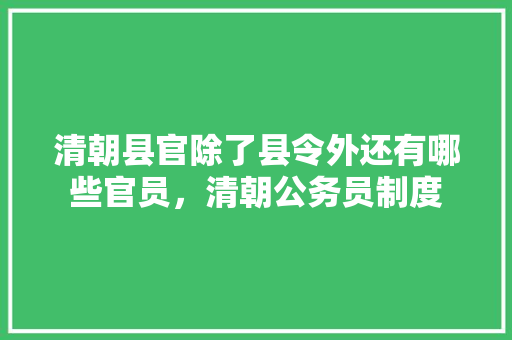 清朝县官除了县令外还有哪些官员，清朝公务员制度 专业填报