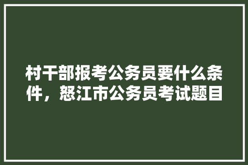 村干部报考公务员要什么条件，怒江市公务员考试题目及答案